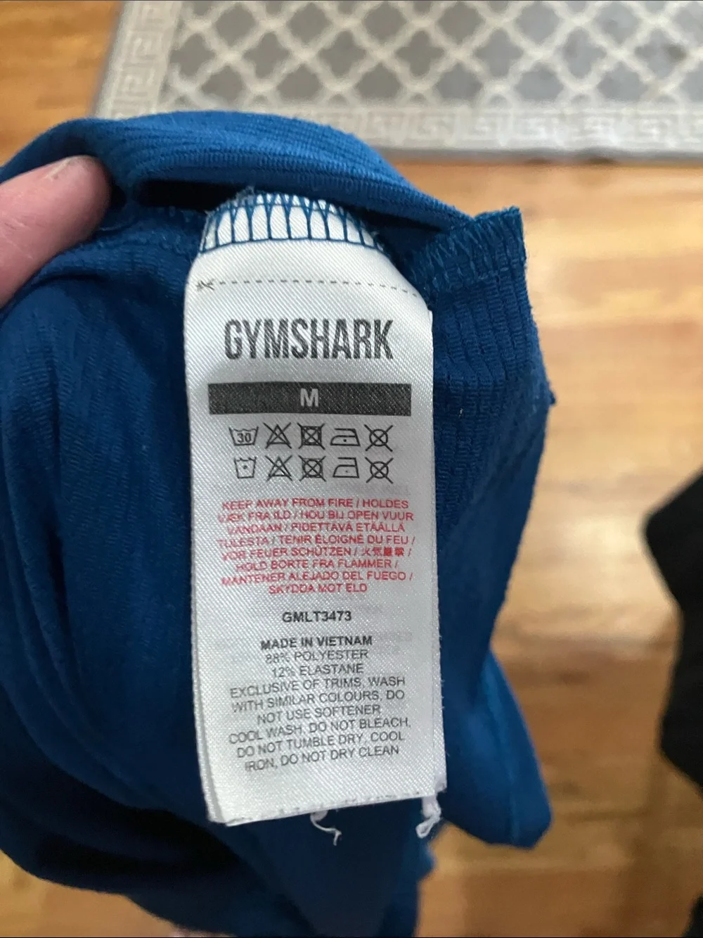 Gymshark Blue Long Sleeve Performance Top with Black Track Pants Sz M EUC